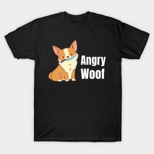 Angry Woof Cute Orange Corgi With Knife T-Shirt